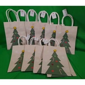 20 Pack Set Bulleye's Christmas Tree Yellow Star Paper Gift‎ Bags 6 x 8.5 x 3.5